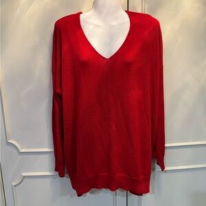Blu Pepper V-Neck Sweater in Bold Red